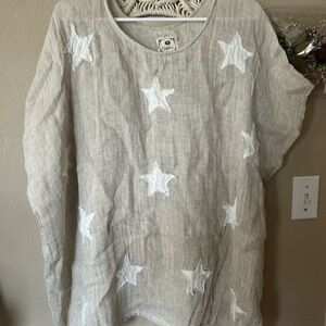 NAMSAR OATMEAL DOUBLE GAUZE LINEN TOP